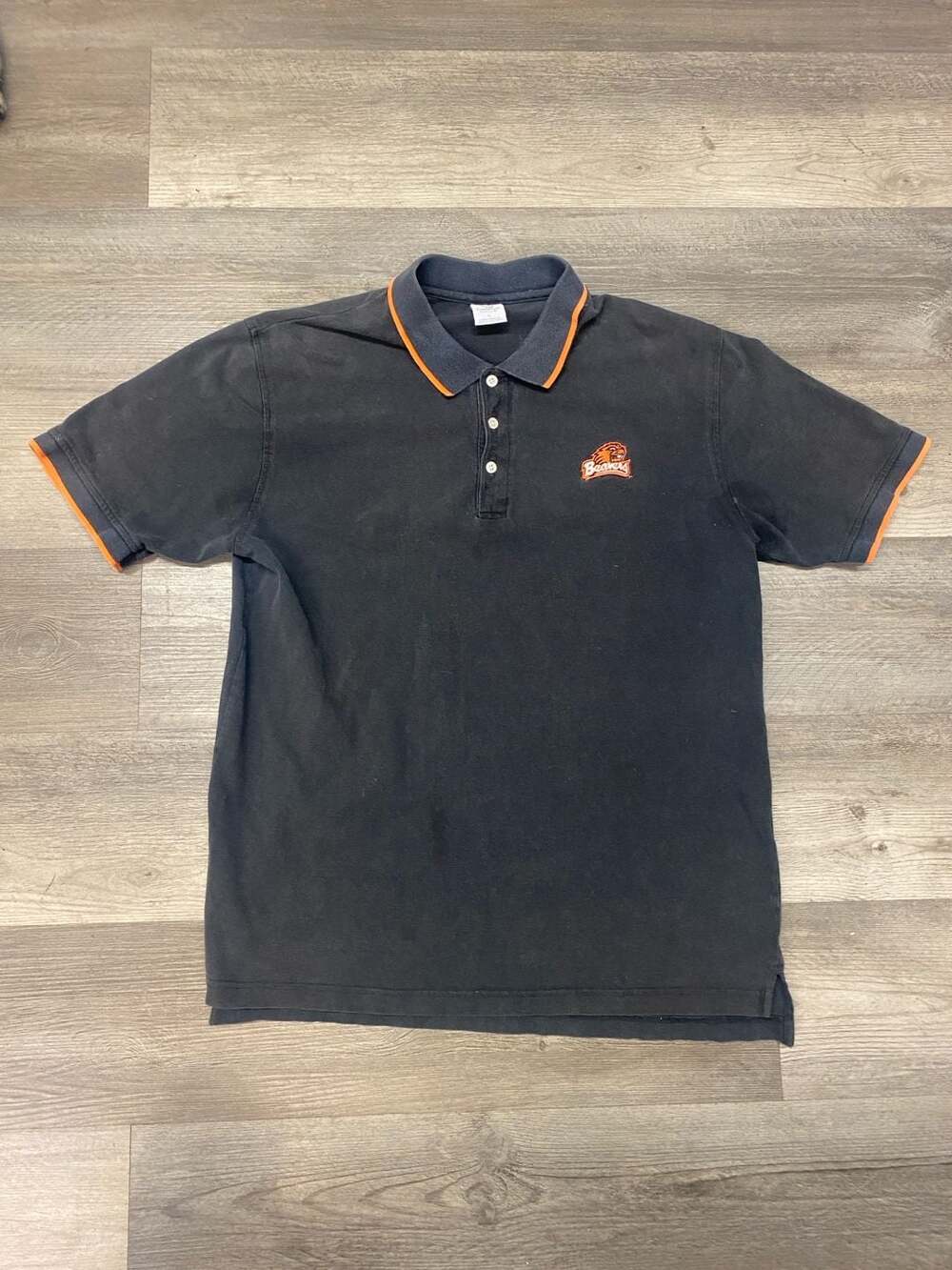 Campus Drive Beavers Embroidered Logo Black and Orange Polo Shirt
